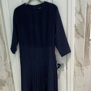 Wrong Side Of Right Women’s Navy Blue Pleated Front Animal Print Dress Size L